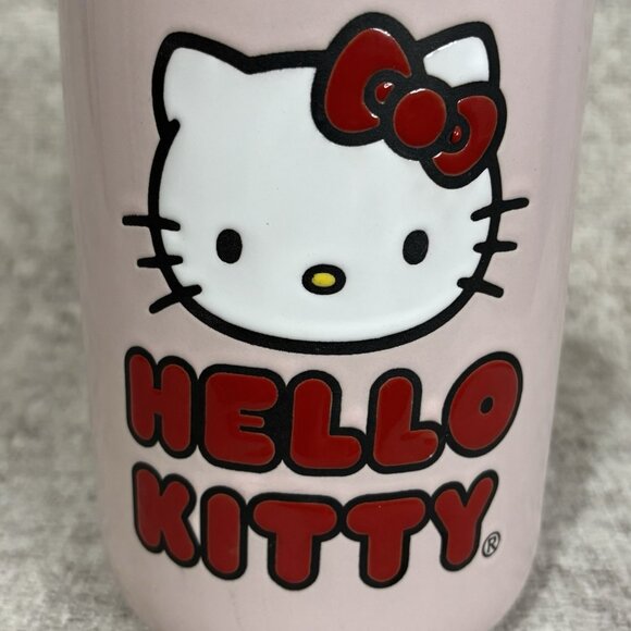 Hello Kitty Sanrio Pink Ceramic Cookie Snack Jar Canister w/ Bamboo Lid - Picture 5 of 9